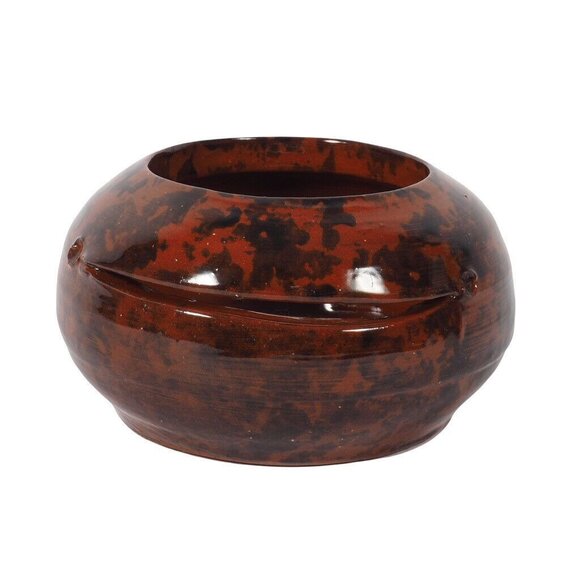 JH Huberhaus Pottery 1996 Studio Sgraffito Egg Separator Redware Pottery - Picture 1 of 6